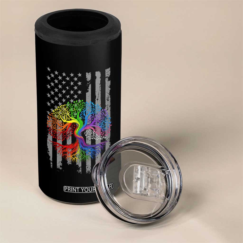 Tree of Life Rainbow LGBTQ Pride 4 in 1 Can Cooler Tumbler American Flag Gift TS14 Print Your Wear
