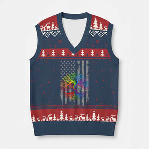 Tree of Life Rainbow LGBTQ Pride V-Neck Knit Sweater Vest American Flag Gift
