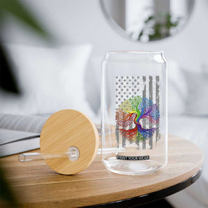 Tree of Life Rainbow LGBTQ Pride Glass Can American Flag Gift