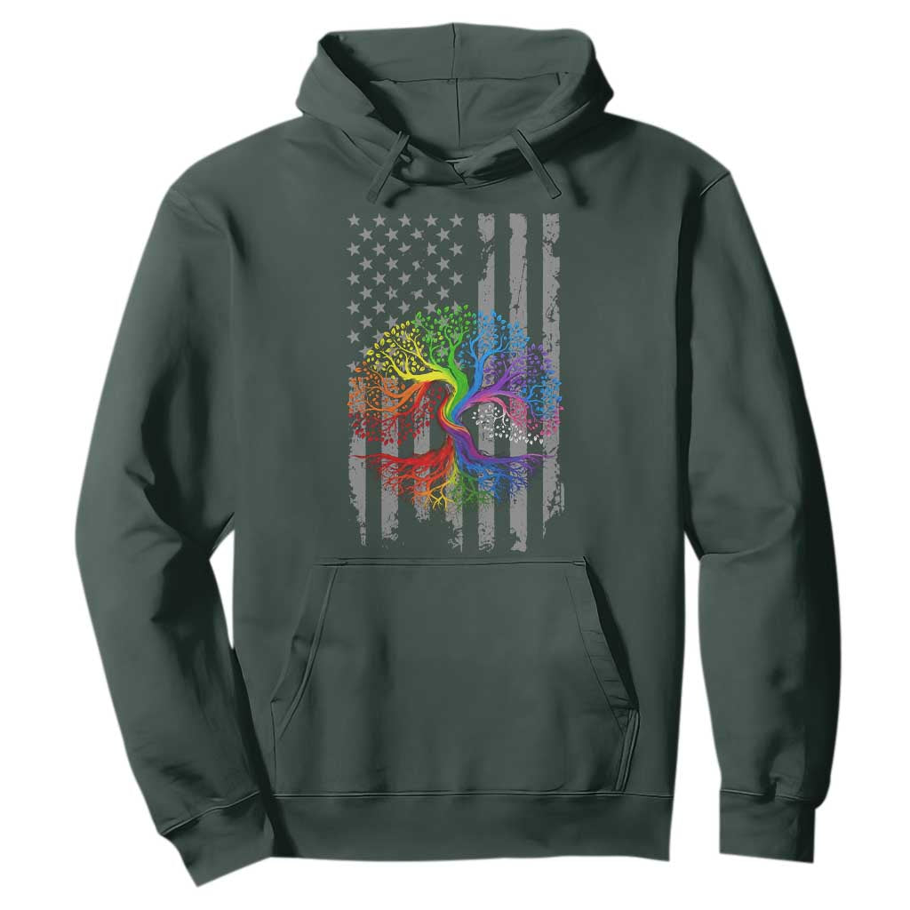 Tree of Life Rainbow LGBTQ Pride Hoodie American Flag Gift