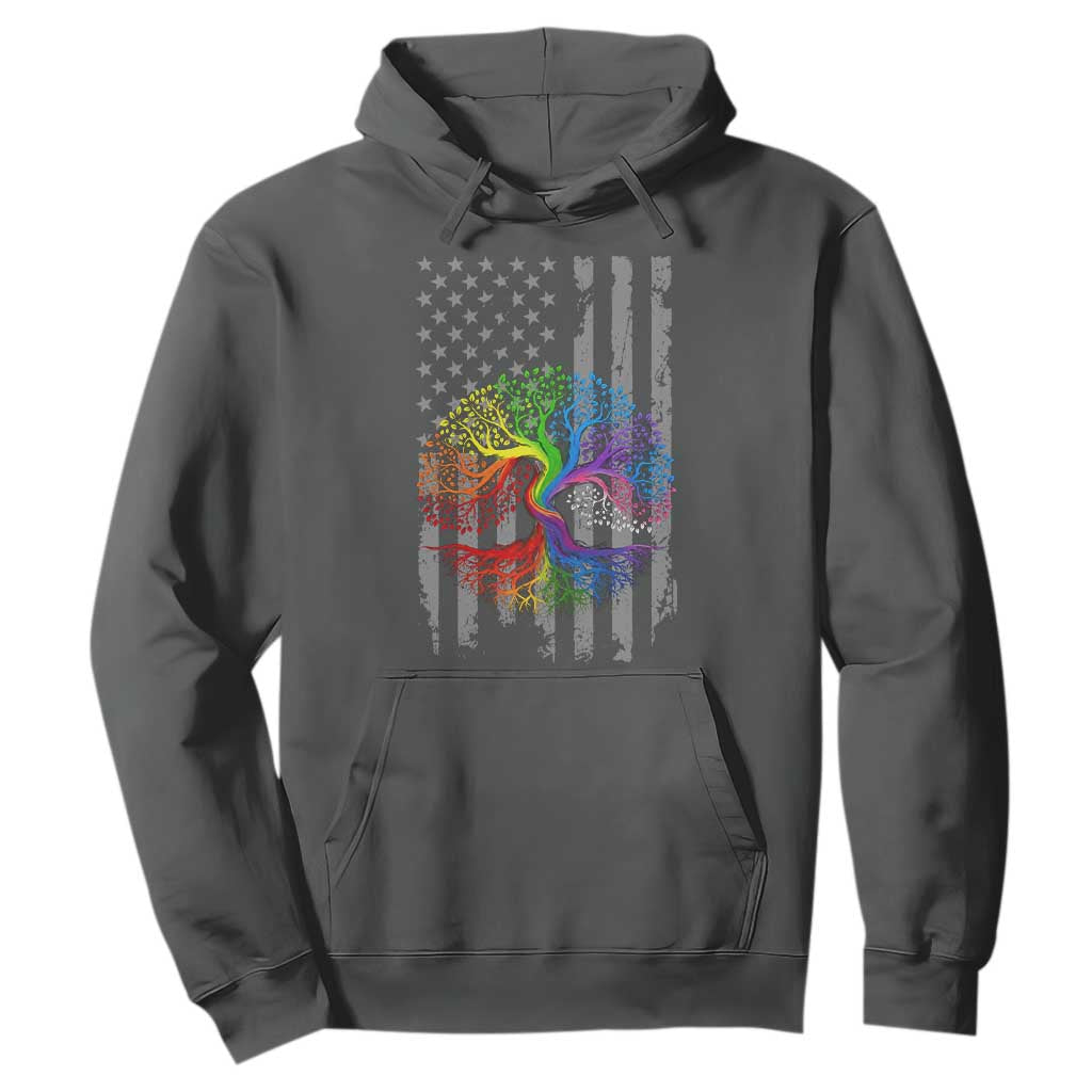 Tree of Life Rainbow LGBTQ Pride Hoodie American Flag Gift