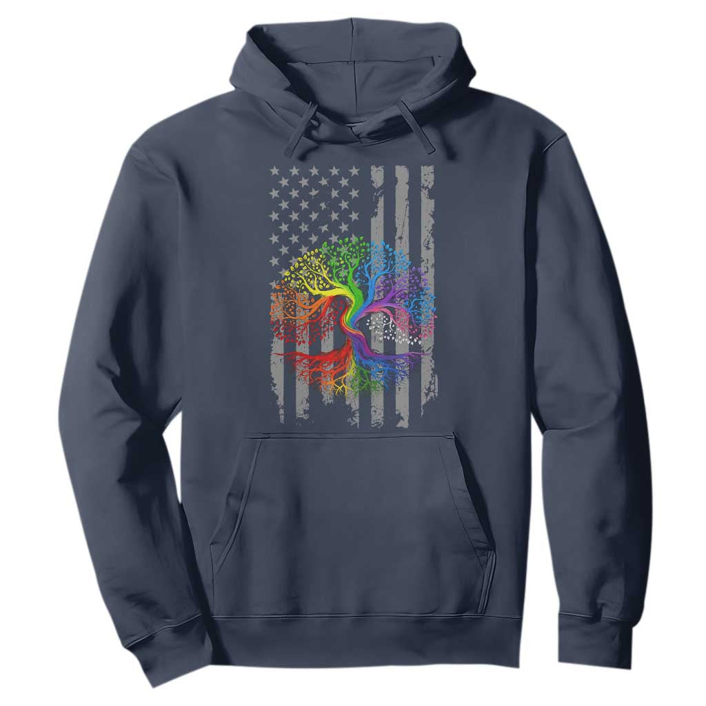 Tree of Life Rainbow LGBTQ Pride Hoodie American Flag Gift