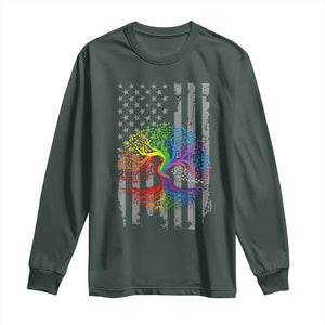 Tree of Life Rainbow LGBTQ Pride Long Sleeve Shirt American Flag Gift
