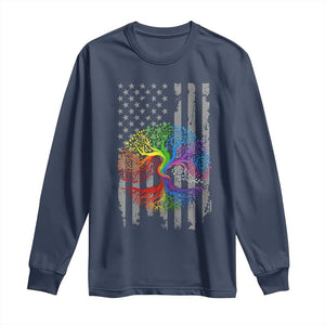 Tree of Life Rainbow LGBTQ Pride Long Sleeve Shirt American Flag Gift