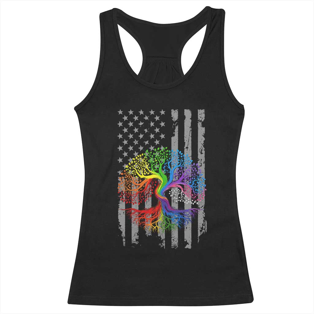 Tree of Life Rainbow LGBTQ Pride Racerback Tank Top American Flag Gift TS14 Black Print Your Wear
