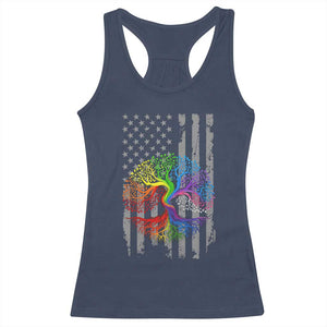 Tree of Life Rainbow LGBTQ Pride Racerback Tank Top American Flag Gift