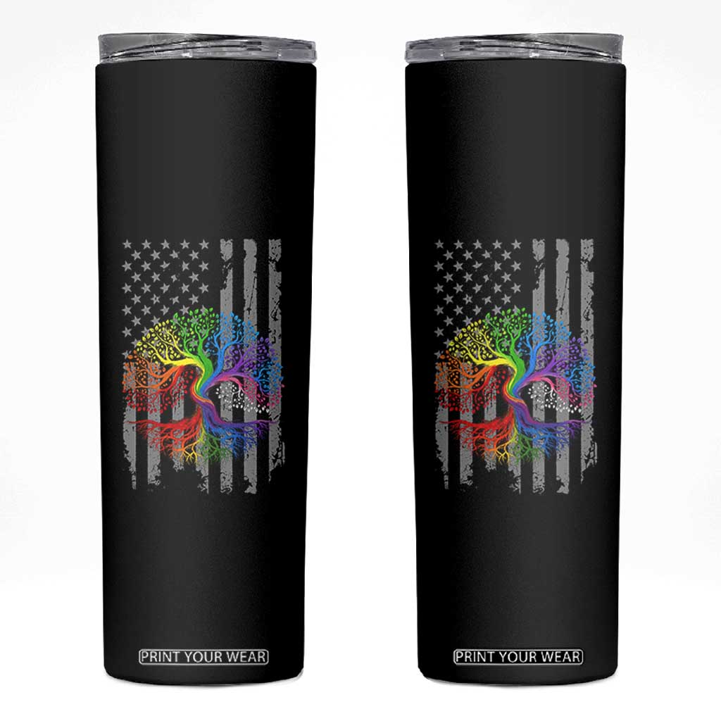 Tree of Life Rainbow LGBTQ Pride Skinny Tumbler American Flag Gift TS14 Black Print Your Wear