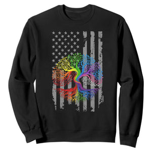 Tree of Life Rainbow LGBTQ Pride Sweatshirt American Flag Gift