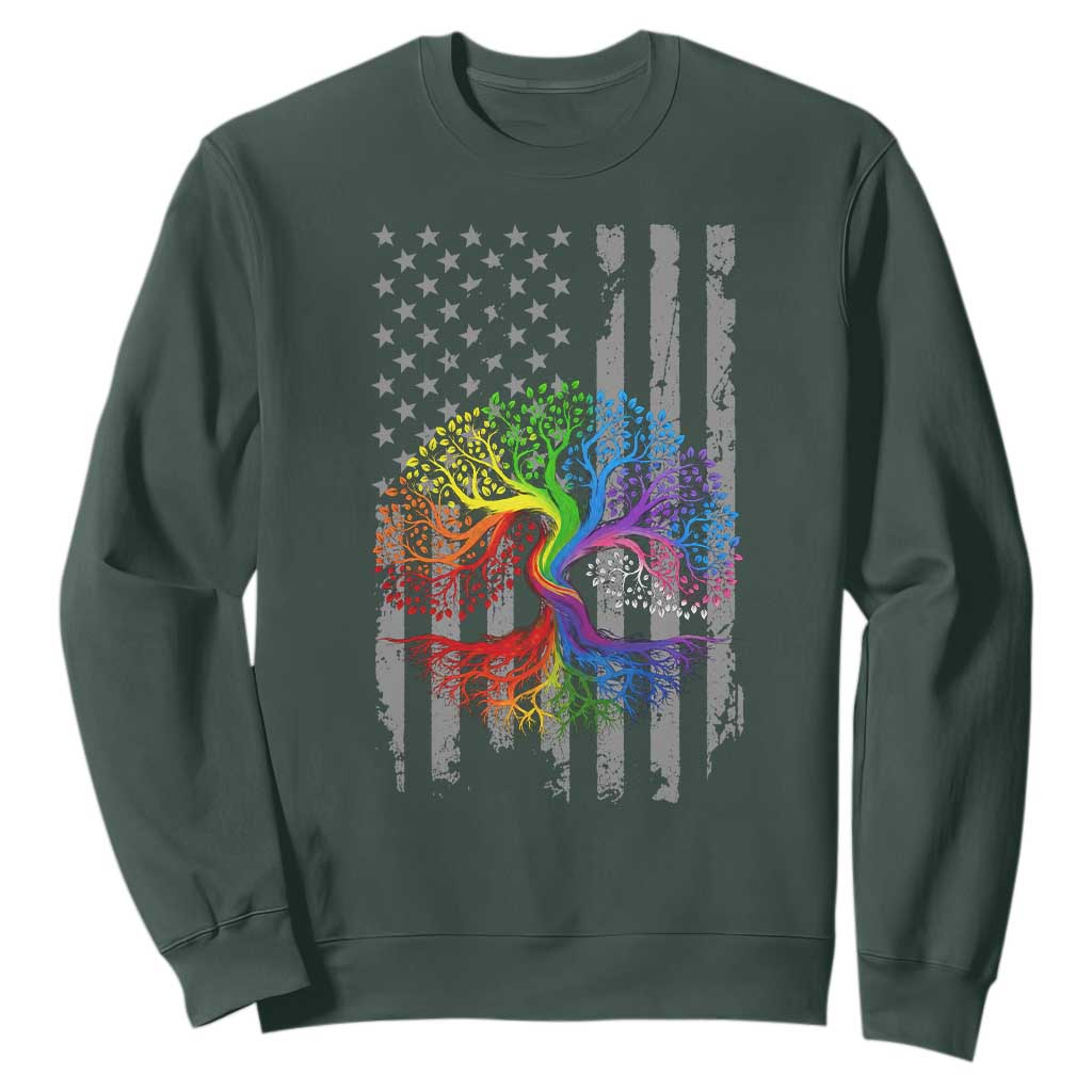 Tree of Life Rainbow LGBTQ Pride Sweatshirt American Flag Gift