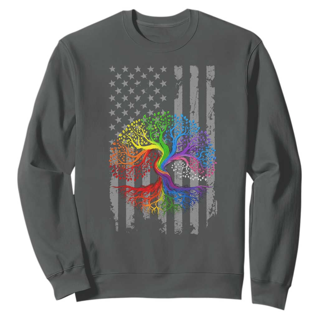 Tree of Life Rainbow LGBTQ Pride Sweatshirt American Flag Gift