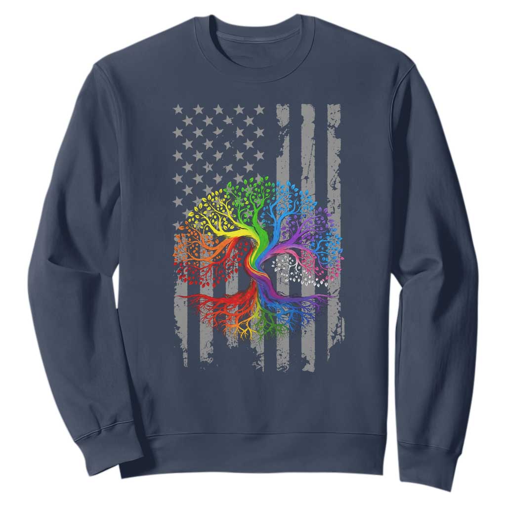 Tree of Life Rainbow LGBTQ Pride Sweatshirt American Flag Gift