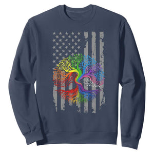 Tree of Life Rainbow LGBTQ Pride Sweatshirt American Flag Gift