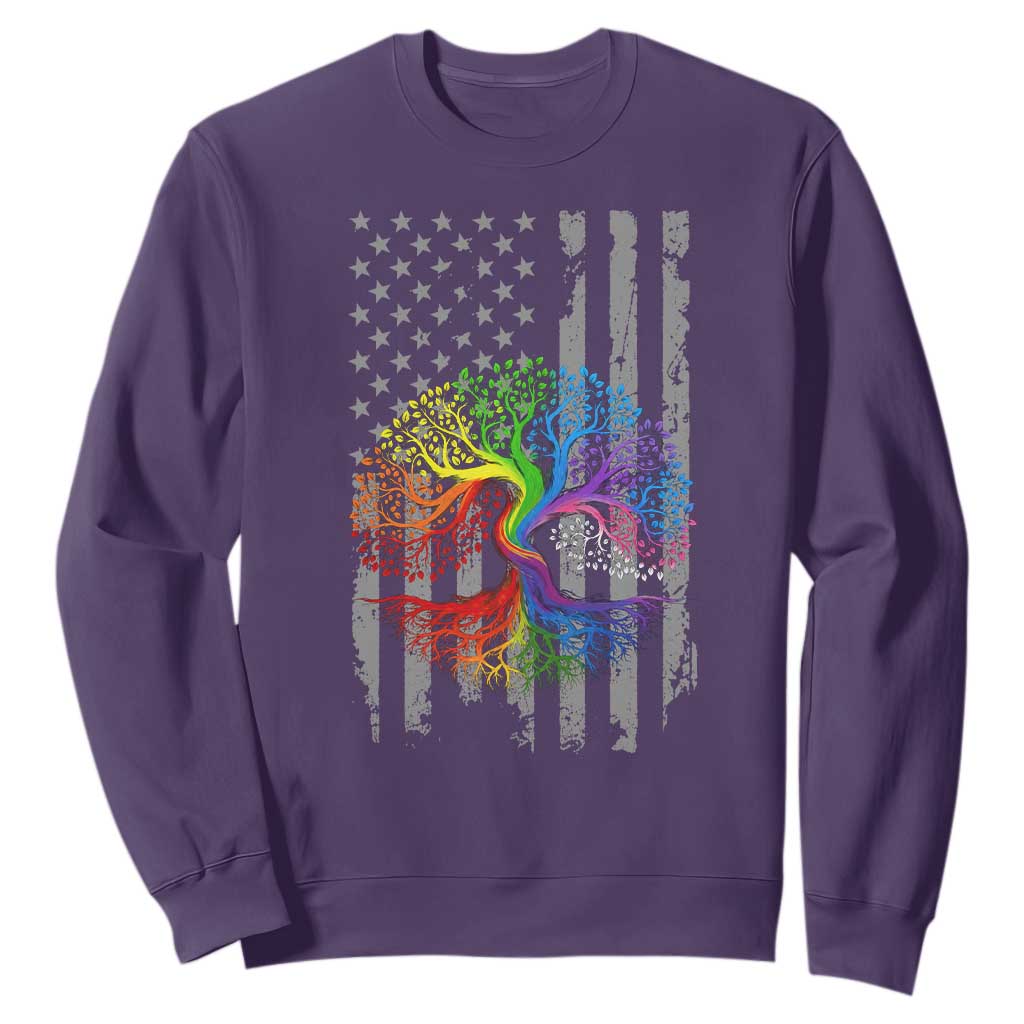 Tree of Life Rainbow LGBTQ Pride Sweatshirt American Flag Gift
