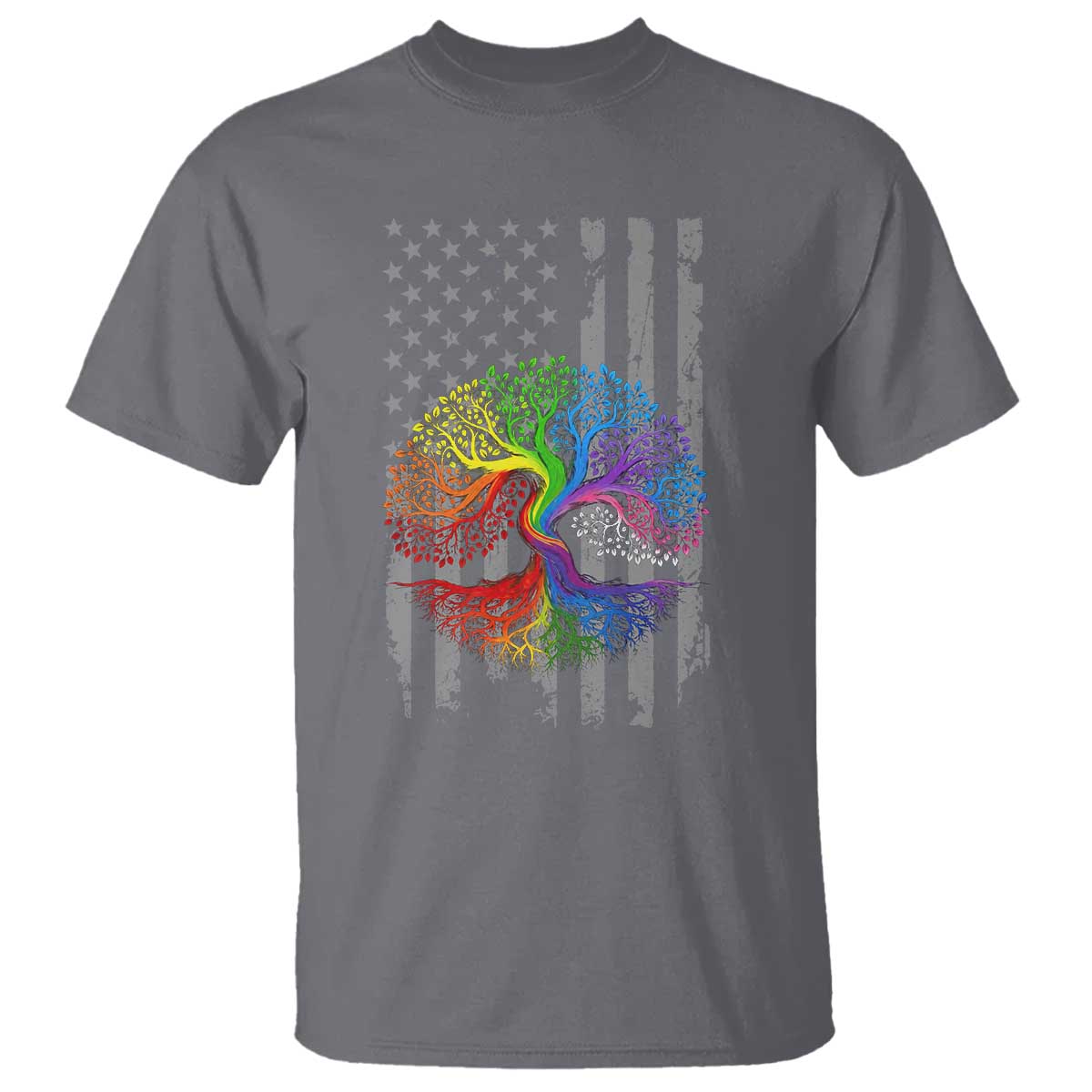 Tree of Life Rainbow LGBTQ Pride T Shirt American Flag Gift