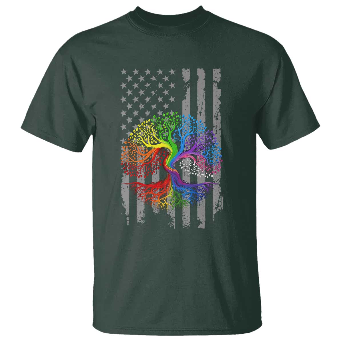 Tree of Life Rainbow LGBTQ Pride T Shirt American Flag Gift