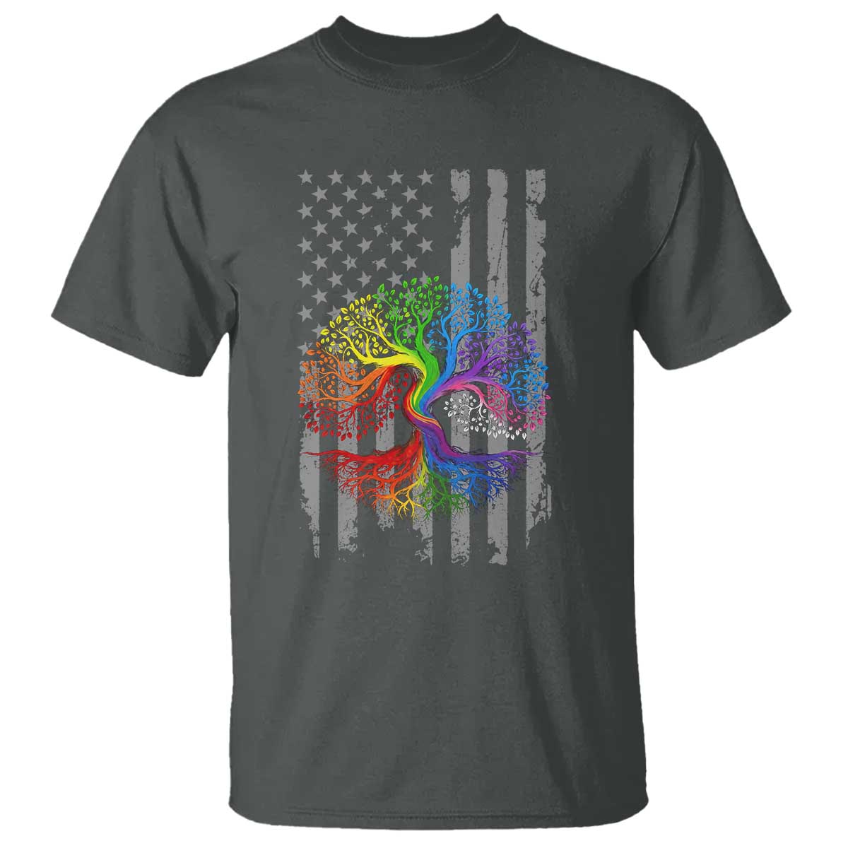 Tree of Life Rainbow LGBTQ Pride T Shirt American Flag Gift