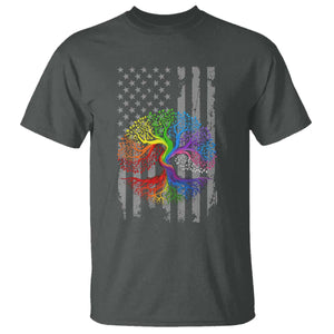 Tree of Life Rainbow LGBTQ Pride T Shirt American Flag Gift