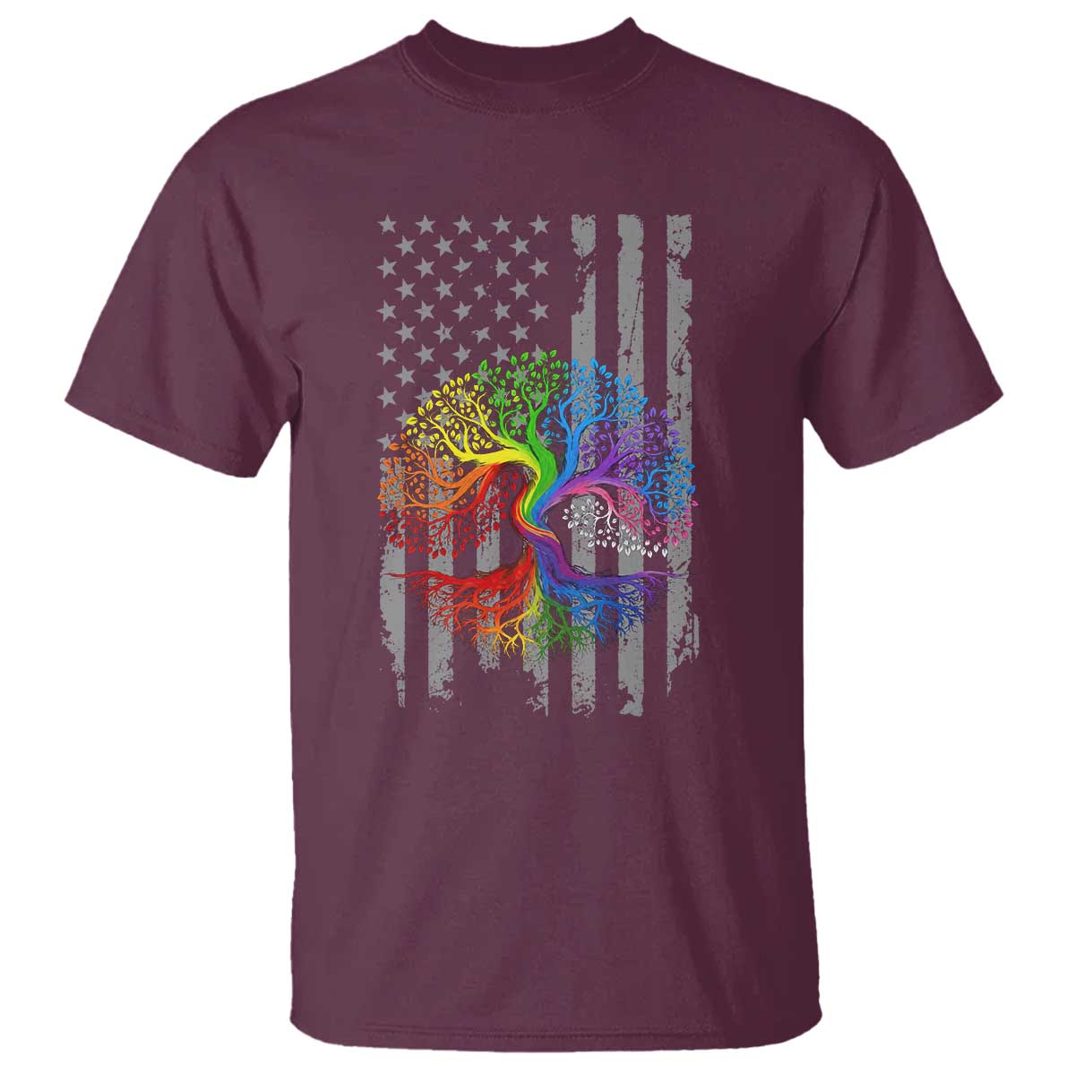 Tree of Life Rainbow LGBTQ Pride T Shirt American Flag Gift