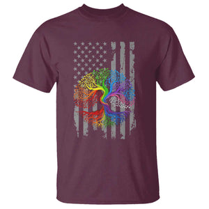 Tree of Life Rainbow LGBTQ Pride T Shirt American Flag Gift