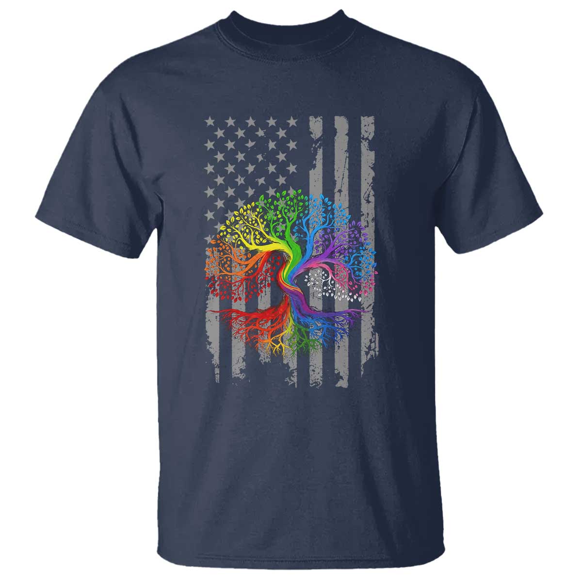 Tree of Life Rainbow LGBTQ Pride T Shirt American Flag Gift