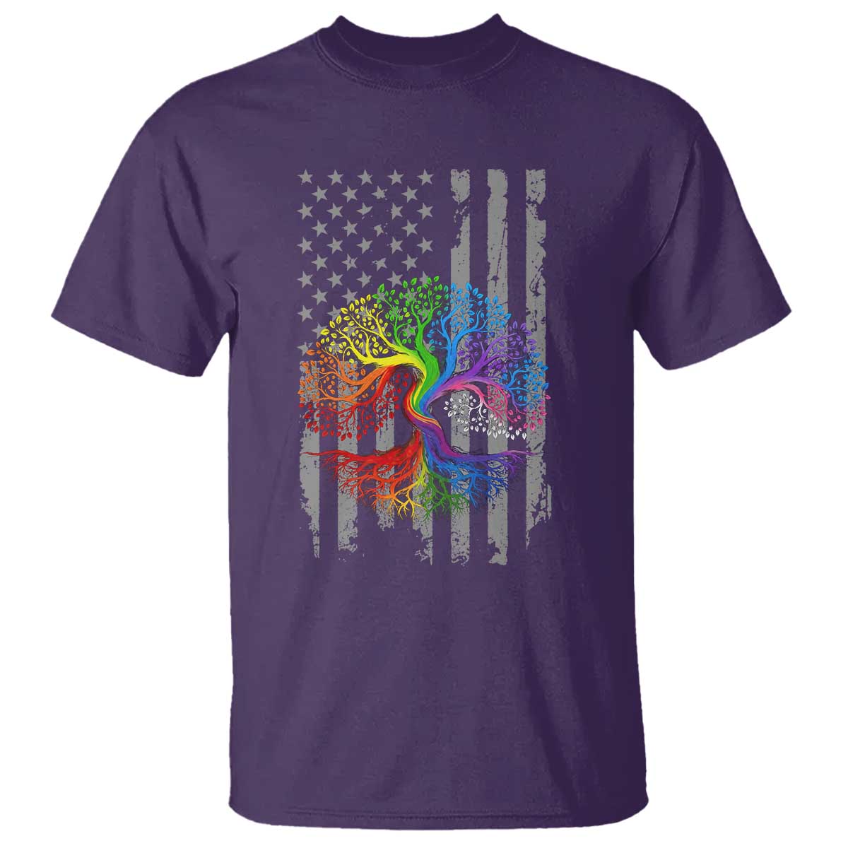 Tree of Life Rainbow LGBTQ Pride T Shirt American Flag Gift