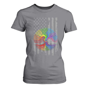 Tree of Life Rainbow LGBTQ Pride T Shirt For Women American Flag Gift TS14 Charcoal Print Your Wear