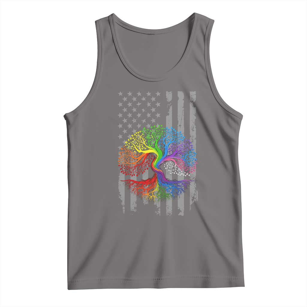 Tree of Life Rainbow LGBTQ Pride Tank Top American Flag Gift TS14 Deep Heather Print Your Wear
