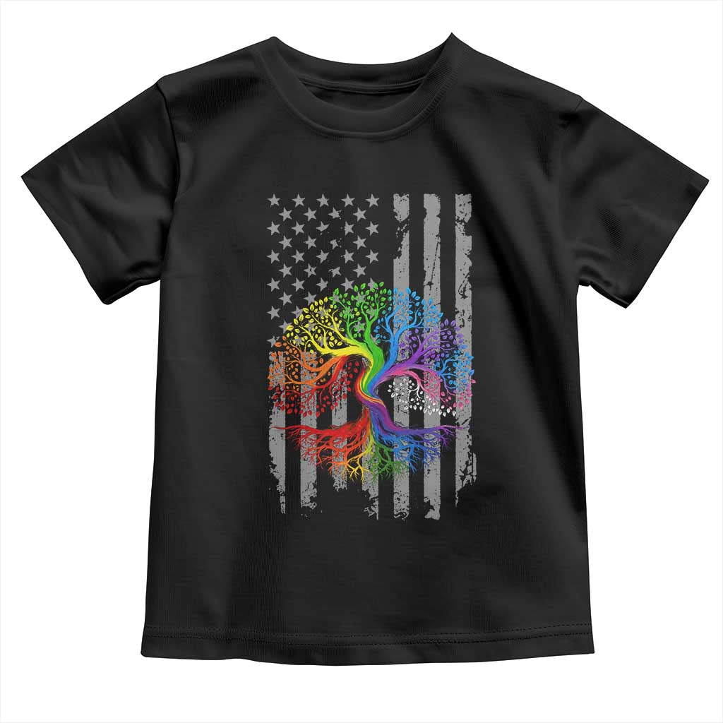 Tree of Life Rainbow LGBTQ Pride Toddler T Shirt American Flag Gift TS14 Black Print Your Wear