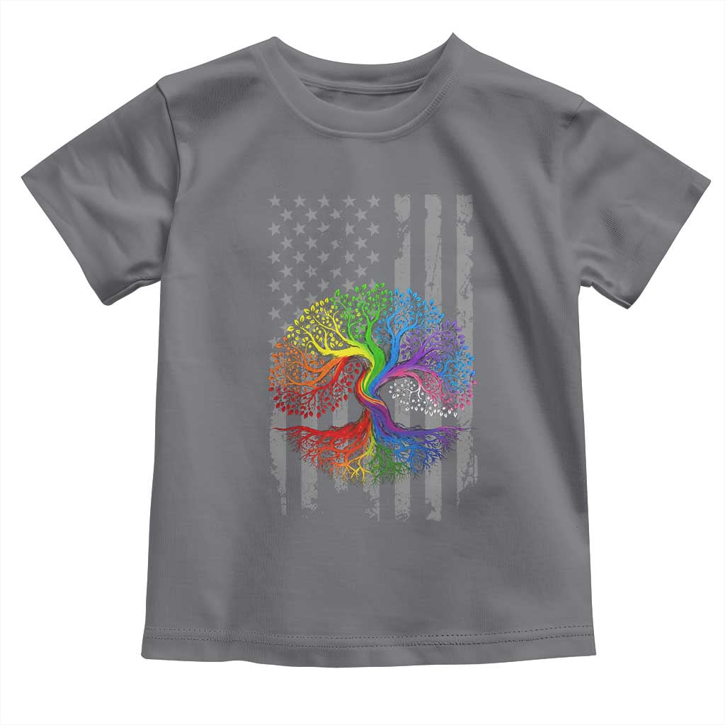 Tree of Life Rainbow LGBTQ Pride Toddler T Shirt American Flag Gift TS14 Charcoal Print Your Wear