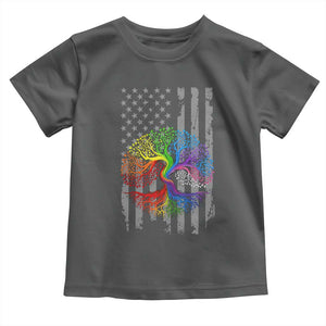 Tree of Life Rainbow LGBTQ Pride Toddler T Shirt American Flag Gift TS14 Dark Heather Print Your Wear