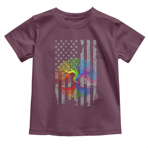 Tree of Life Rainbow LGBTQ Pride Toddler T Shirt American Flag Gift TS14 Maroon Print Your Wear