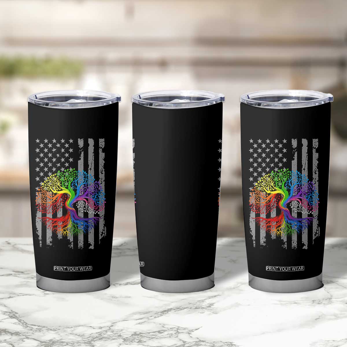Tree of Life Rainbow LGBTQ Pride Tumbler Cup American Flag Gift TS14 Print Your Wear