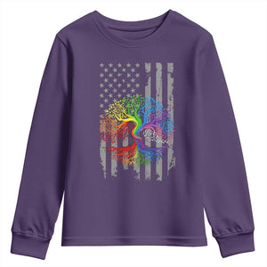 Tree of Life Rainbow LGBTQ Pride Youth Sweatshirt American Flag Gift TS14 Purple Print Your Wear