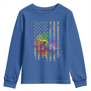 Tree of Life Rainbow LGBTQ Pride Youth Sweatshirt American Flag Gift TS14 Royal Blue Print Your Wear