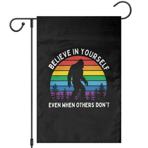 Retro Rainbow Bigfoot Garden Flag Believe In Yourself Even When Others Don't TS14 Black Print Your Wear
