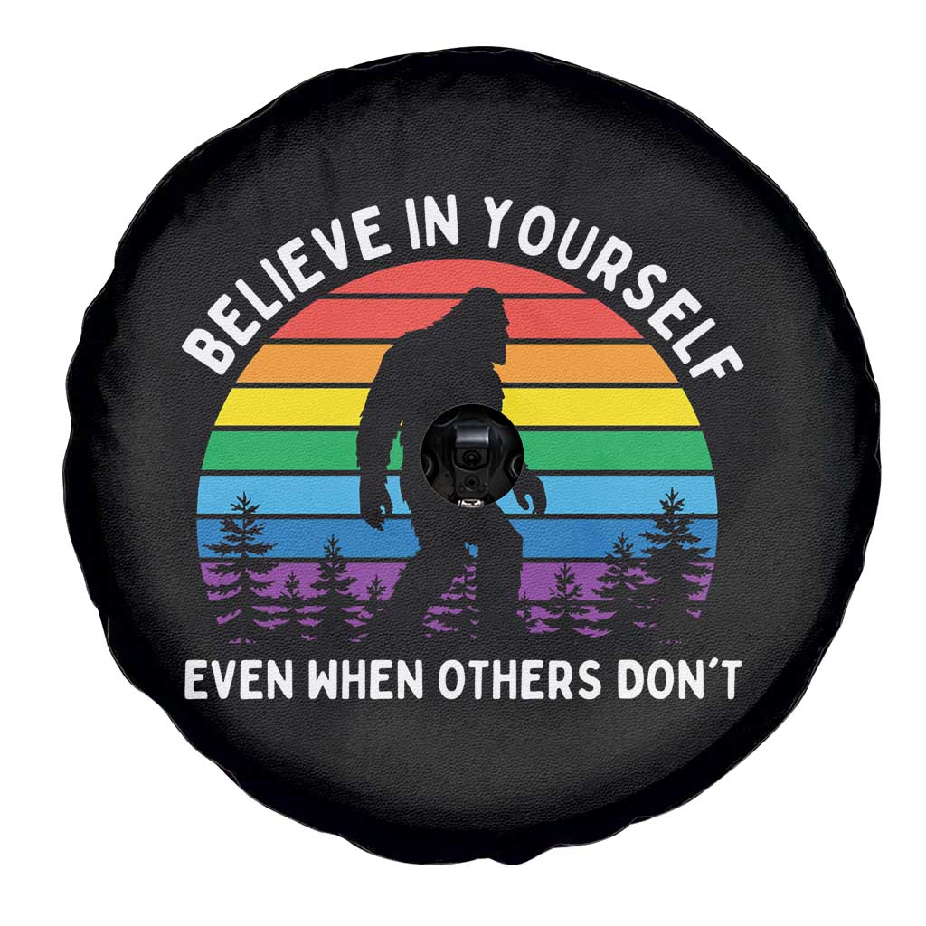 Retro Rainbow Bigfoot Spare Tire Cover Believe In Yourself Even When Others Don't TS14 Print Your Wear