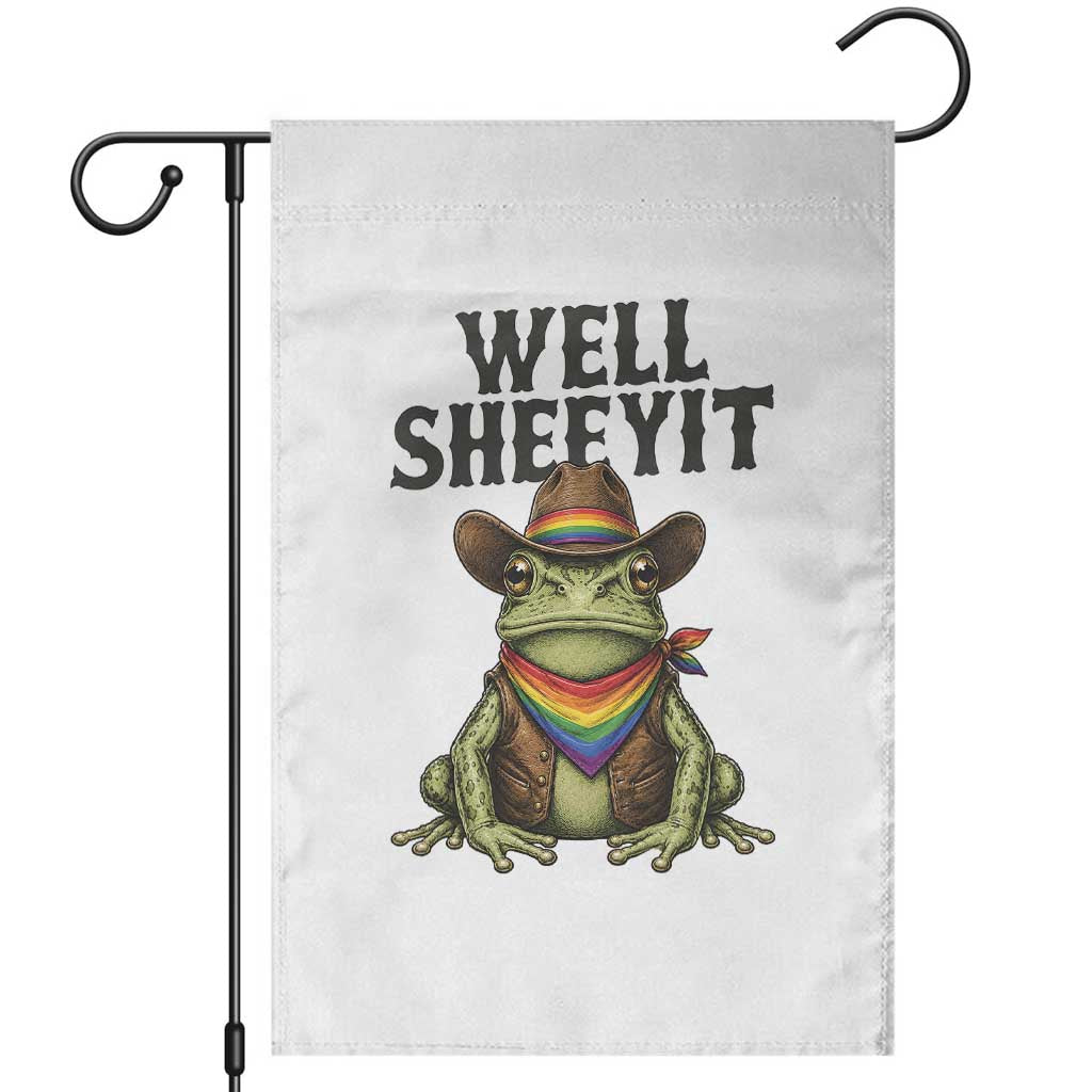 Pride Frog LGBT Rainbow Garden Flag Well Sheeyit Country Western TS14 White Print Your Wear