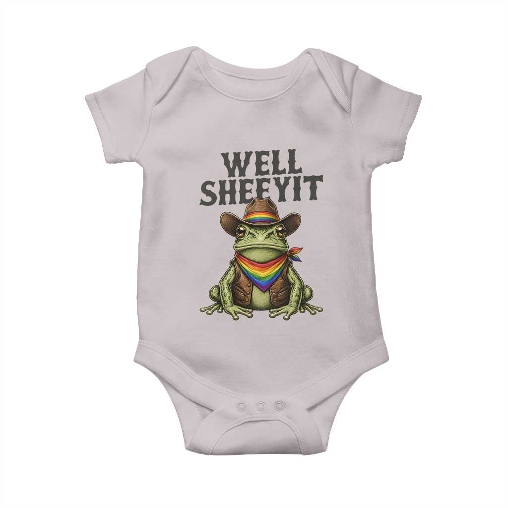 Pride Frog LGBT Rainbow Baby Onesie Well Sheeyit Country Western TS14 Ice Gray Print Your Wear