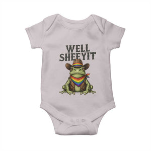 Pride Frog LGBT Rainbow Baby Onesie Well Sheeyit Country Western TS14 Ice Gray Print Your Wear