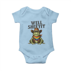 Pride Frog LGBT Rainbow Baby Onesie Well Sheeyit Country Western TS14 Light Blue Print Your Wear