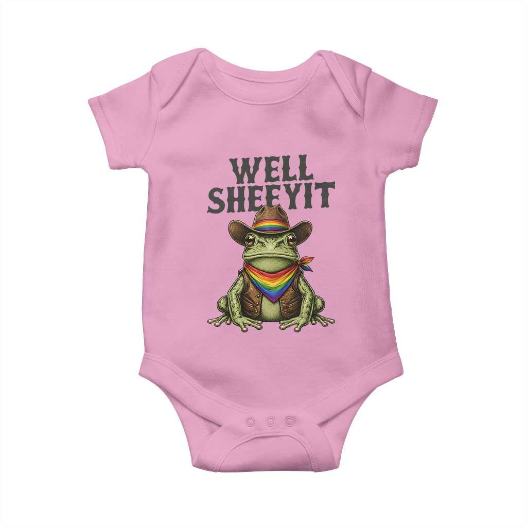 Pride Frog LGBT Rainbow Baby Onesie Well Sheeyit Country Western TS14 Light Pink Print Your Wear
