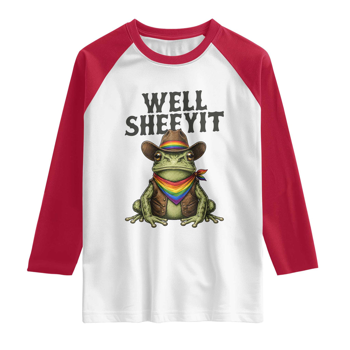 Pride Frog LGBT Rainbow Raglan Shirt Well Sheeyit Country Western TS14 White Red Print Your Wear