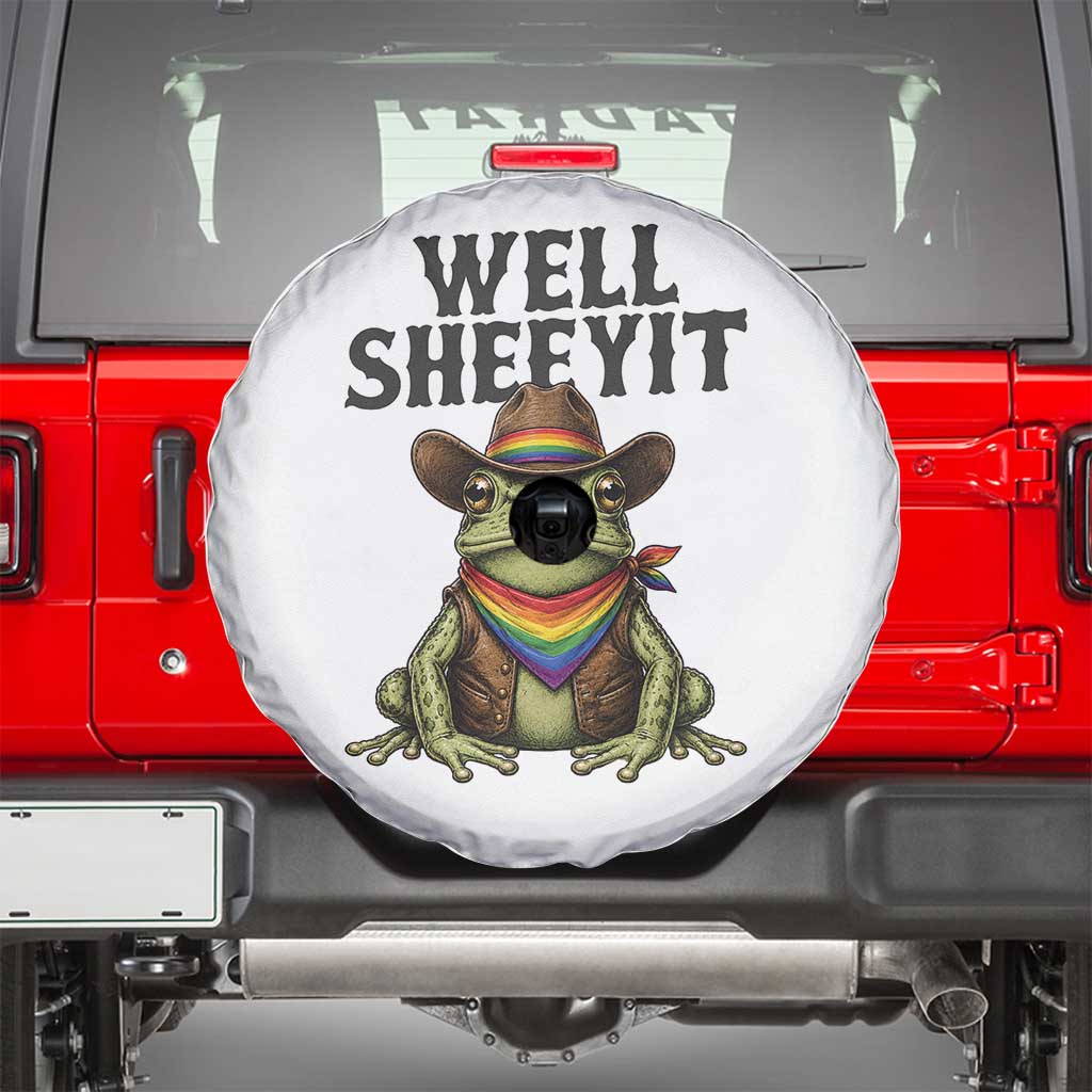 Pride Frog LGBT Rainbow Spare Tire Cover Well Sheeyit Country Western TS14 White Print Your Wear
