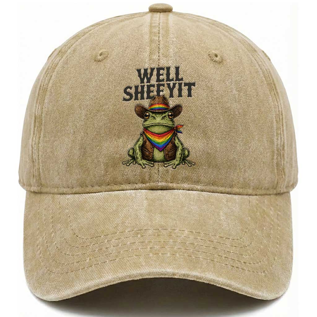 Pride Frog LGBT Rainbow Washed Cotton Baseball Cap Well Sheeyit Country Western TS14 Print Your Wear