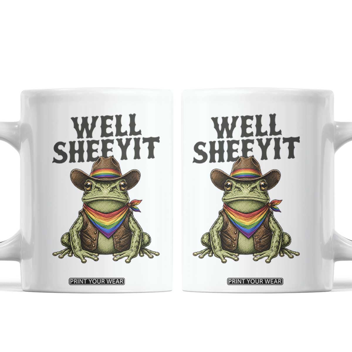 Pride Frog LGBT Rainbow Coffee Mug Well Sheeyit Country Western