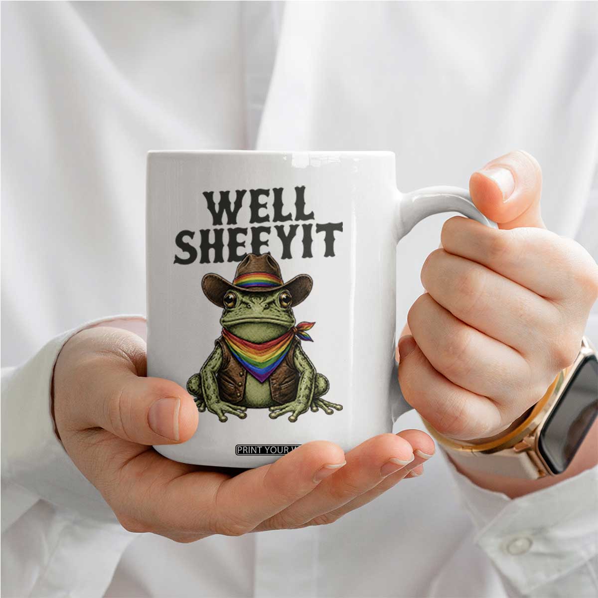 Pride Frog LGBT Rainbow Coffee Mug Well Sheeyit Country Western
