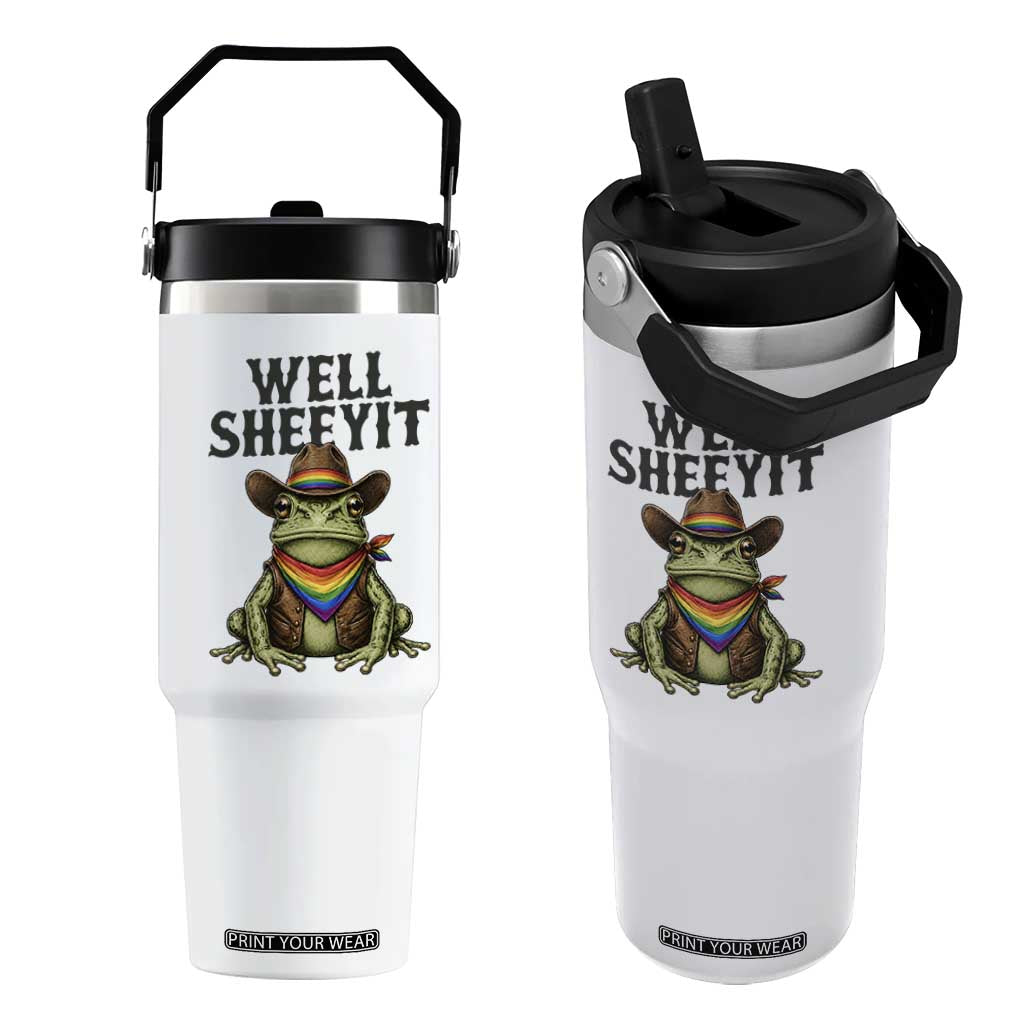 Pride Frog LGBT Rainbow Flip Straw Tumbler Well Sheeyit Country Western