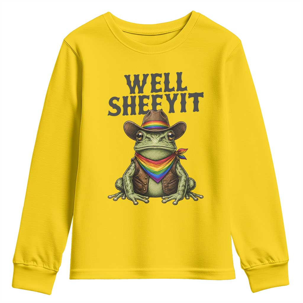 Pride Frog LGBT Rainbow Youth Sweatshirt Well Sheeyit Country Western TS14 Daisy Print Your Wear