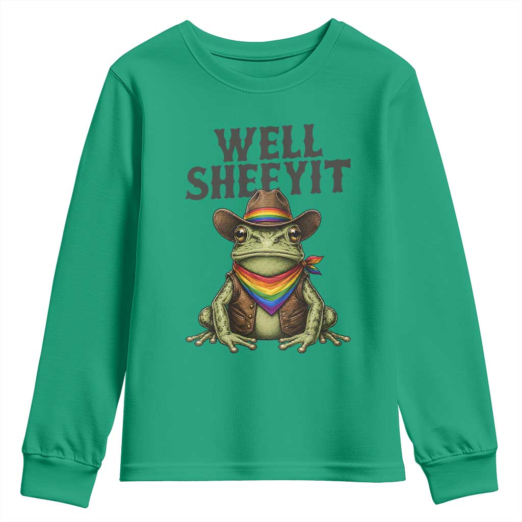 Pride Frog LGBT Rainbow Youth Sweatshirt Well Sheeyit Country Western TS14 Irish Green Print Your Wear