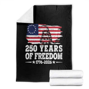 250 Years Of Freedom Throw Blanket Gadsden Flag American Patriot US